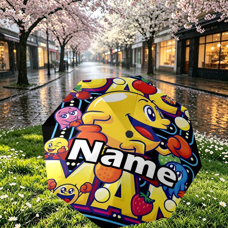 Custom Name Personalized PAC Print Umbrella, Auto Open Close, 8‑Rib Sturdy Frame, Commute Camping Hiking Use, Birthday Gift