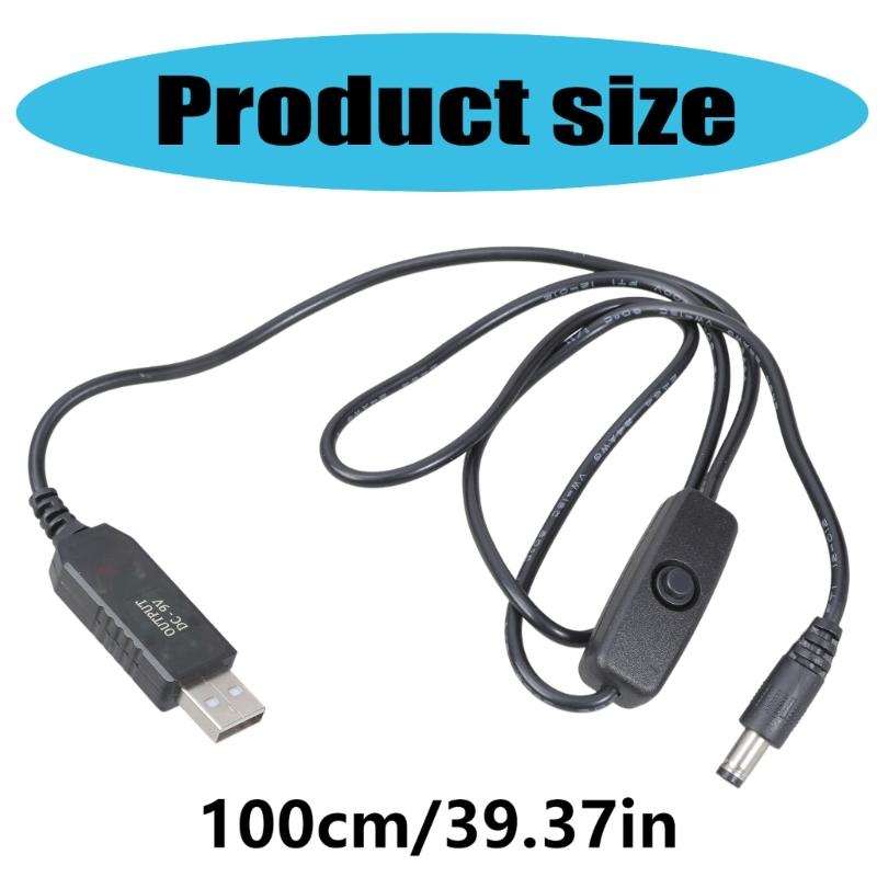 5V USB Charging Cable USB Male to DC5.5x2.1mm Male Plug with Switching Button for Electronics Like Routers and Fan