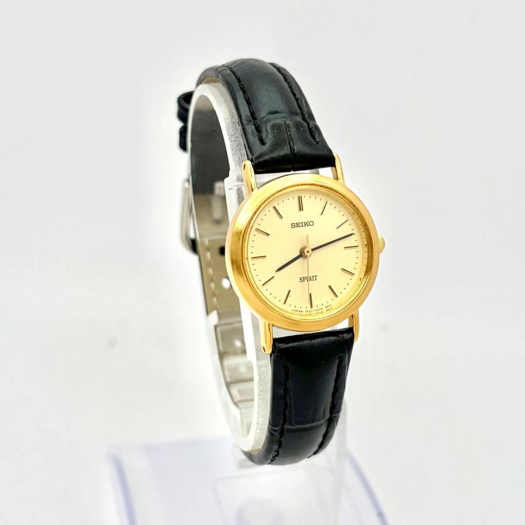 SEIKO Spirit Ladies Watch Gold 730007 New Strap [Excellent Condition/ New Battery] 1F21-0H70