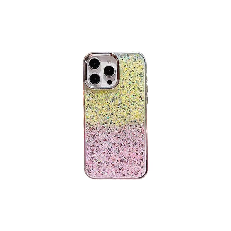 Two-Color Epoxy Glitter Sequined Mobile Phone Case For Apple 16Promax Small Fresh Women'S Apple 17 Protective Case