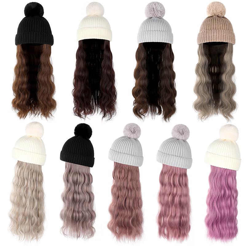 Winter Korean Style Wool Wig Hat: Warm Fleece-Lined, Thickened, Versatile, Knitted Hat