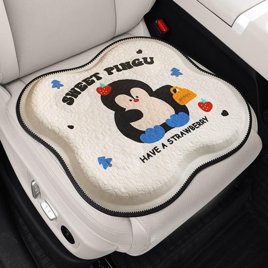 Yousheng Gel Car Seat Cushion Breathable Cooling Ice Silk Mat for Office Chair Cute Cartoon Non-Slip Pad for Summer Driving & Desk Work