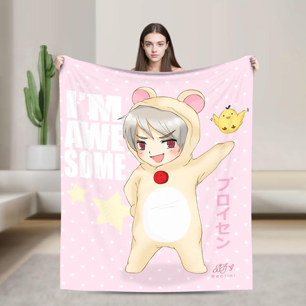 America Hetalia Anime Blankets Flannel Print  Multi-function Warm Throw Blanket for Bedding Car Bedding Throws