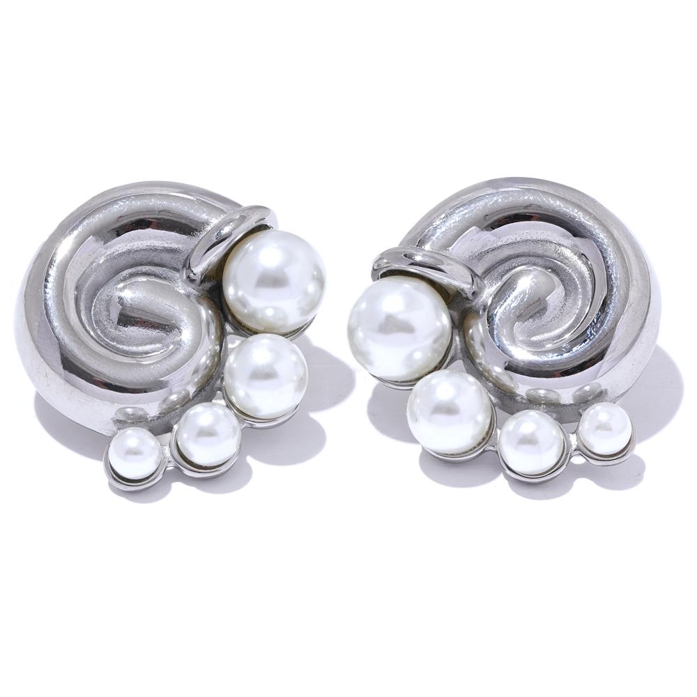 

Yhpup Big Promotion 18k Gold Plated Imitation Pearls Stainless Steel Conch Stud Earrings for Women Fashion Jewelry Wholesale