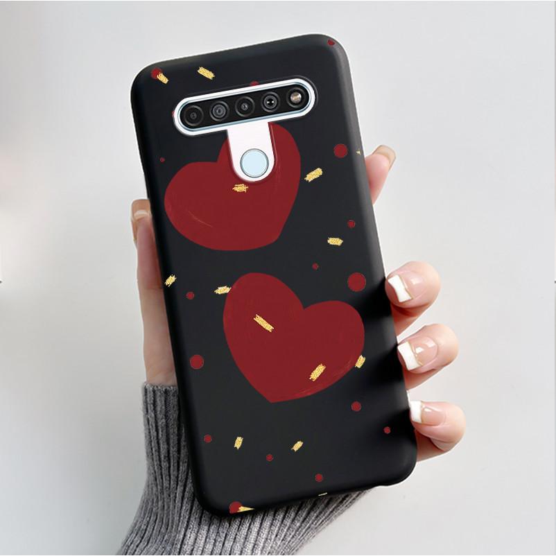 For LG Q61 LM-Q630N Slim Black Soft Silicone Case Luxury Fashion Flower Butterfly Painted Cover for LG K61 Q61 Q 61 Phone Casing
