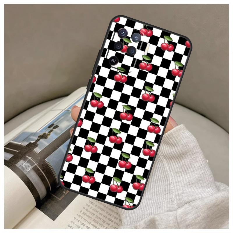 Cherry Pattern For OPPO A53 A5 A9 2020 A96 A76 A16 A54 A74 A94 A58 A78 A98 A52 A72 A15 A17 A57 A77 A79 Case
