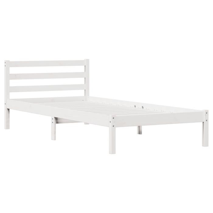 Lit vidaXL avec tête de lit Blanc 100x220 cm Bois massif Pin 869779