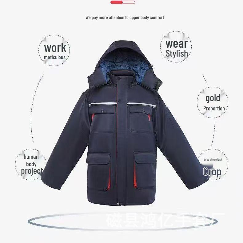 Men's Winter Anti-static Cotton-padded Work Jacket, Removable and Thickened for Warmth and Labor Protection.