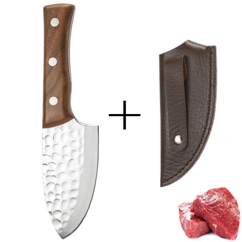

НОВЫЙ монгольский нож для резки мяса из нержавеющей стали, нож для обвалки мяса, деревянная ручка, многоцелевой кованый кухонный нож ручной работы