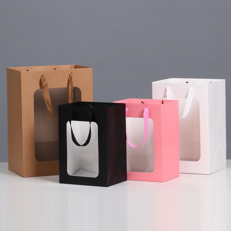 Skylight Display Handbag - Transparent Flower Christmas Gift Bag with Window