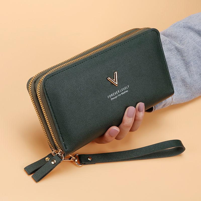 Women's Double Zipper Long Wallet & Clutch – Large Capacity Coin Purse, Multi-Purpose Phone Bag, & Card Holder