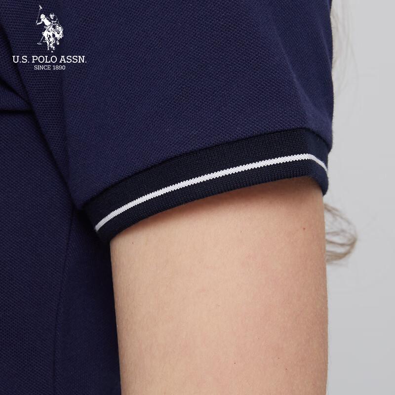 U.S. Polo Assn. Vestido polo de rayas de colorblock para mujer