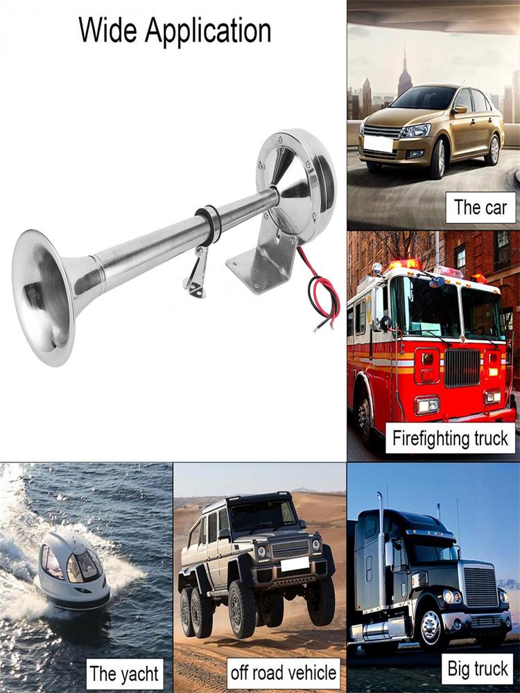 12V/24V Poliert Edelstahl Einzel Trompete Horn Niedrigen Ton für Marine Boot Lkw Lkw Caravan RV