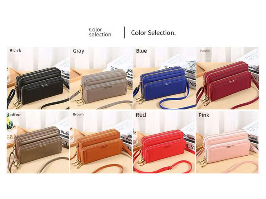 Lonny Women's Large Double Zipper Clutch Wallet & Shoulder Bag - Multifunctional, Fashionable, and Spacious.