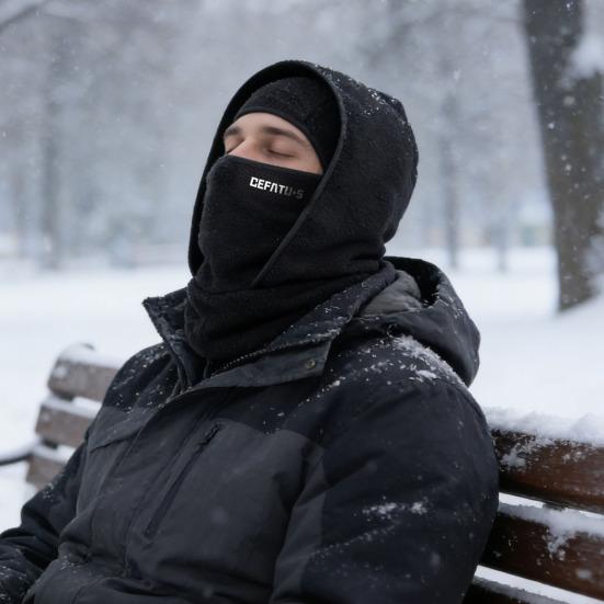 Utomhus Vinter Termisk Mössa Kallt Väder Vindtät Skidåkning Motorcykelåkning Cykling Fleece Ansiktsskydd Balaklava Huva Halsvärmare