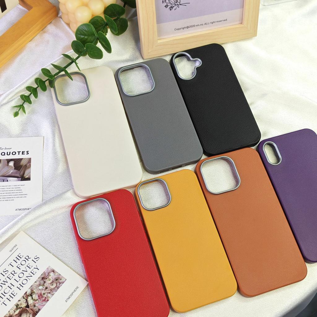 Photo Frame Leather Texture Case Ins Style Suitable for Apple 16 Pro Max Internet Celebrity Apple 15 Pro Full Protection Shockproof Phone Case