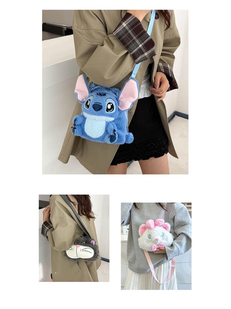 Cartoon Q Stitch & Lotso Plush Backpack - Cute Doll Claw Machine Bag