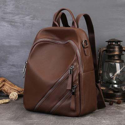 Echtleder Damenrucksack Lässig Einfarbig Reisetasche Pendler Schulter Dual Use Rucksack