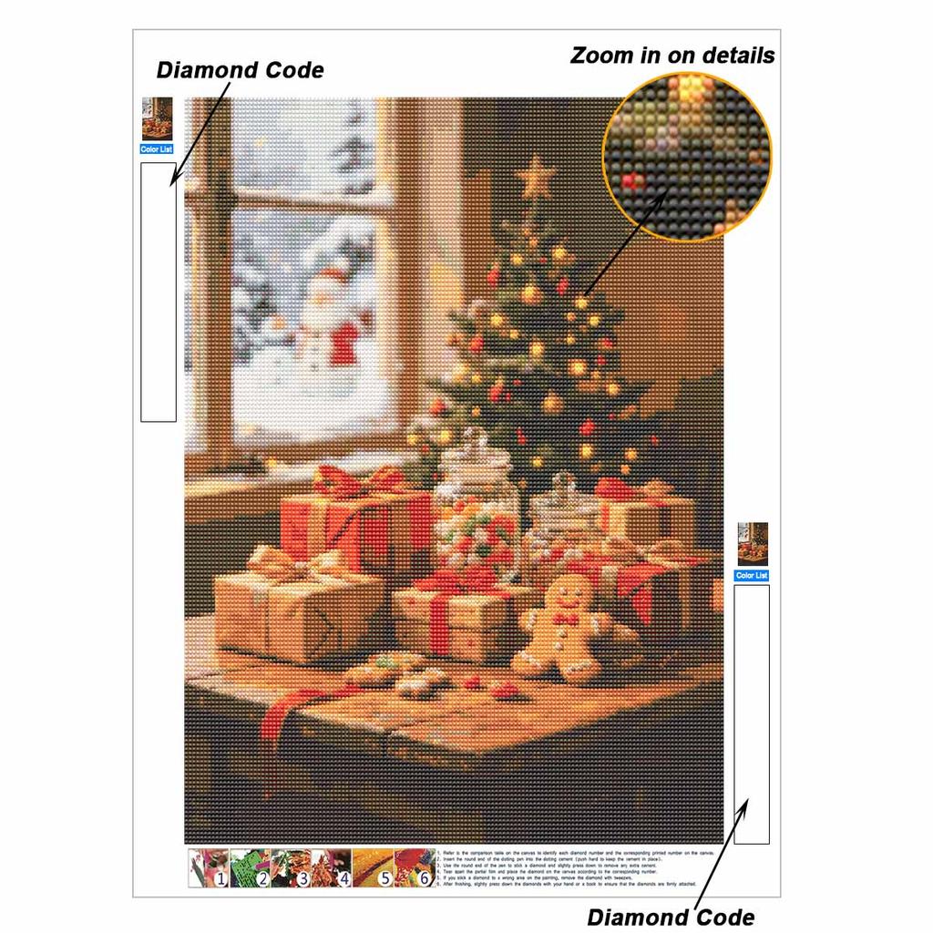 DIY Diamond Painting Kit Christmas Tree 5D Full Drill Canvas Art Holiday Decor Relaxing Stress Relief Craft for Adults and Beginners