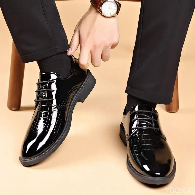 Men's luxury leather Shoes Casual business soft soled Loafers Anti slip elderly dad shoes Low heel comfortable Male formal shoe