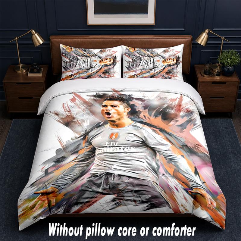 Set Biancheria da Letto Design Cristiano Ronaldo 1 Copripiumino + 2 Federe Morbido Traspirante Biancheria da Letto per la Casa