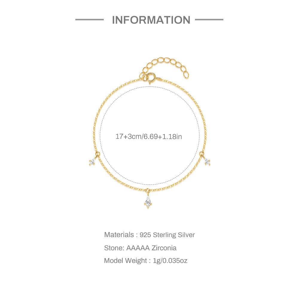 Stylish And Simple Style S925 Sterling Silver Kite Stone With Diamonds, Women Stacked With Versatile Bracelets