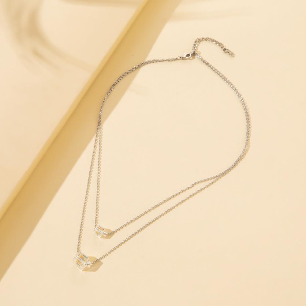 

Fashionable Geometric Heart Flower Zircon Jewelry Necklace For Women Ideal For Weddings And Travel MultiSquare