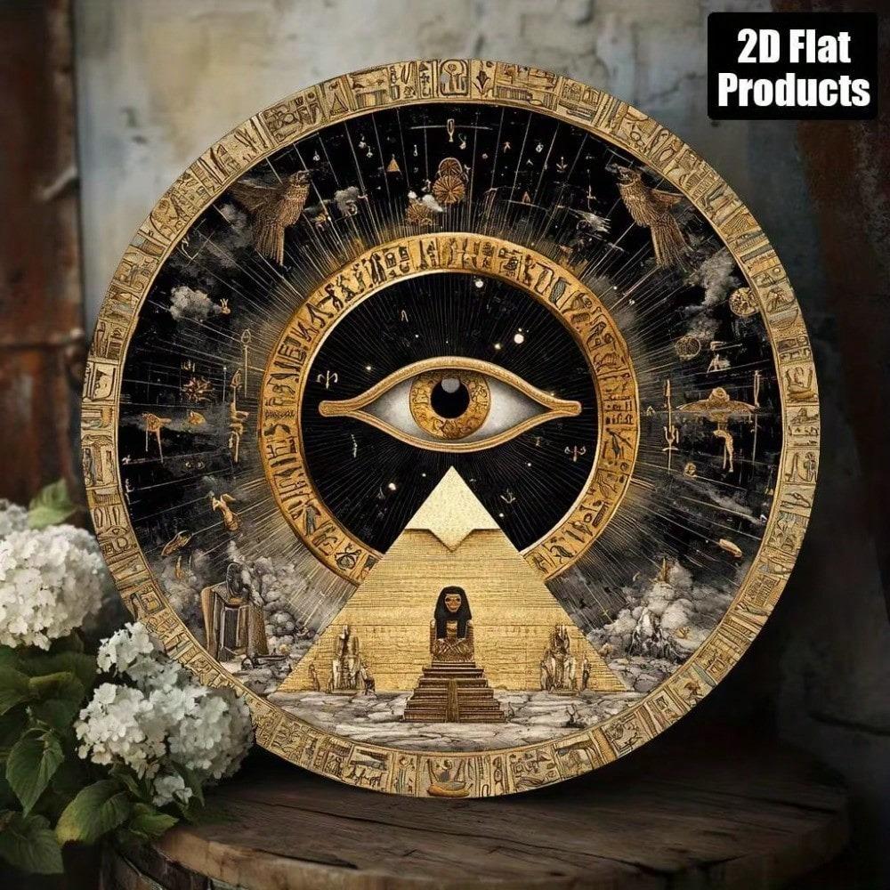 Egyptian Wall Art Plaque Eye Of Horus Pyramid Golden Black Ancient Hieroglyphics Home Decor Bathroom Bedroom Living Room Kitchen