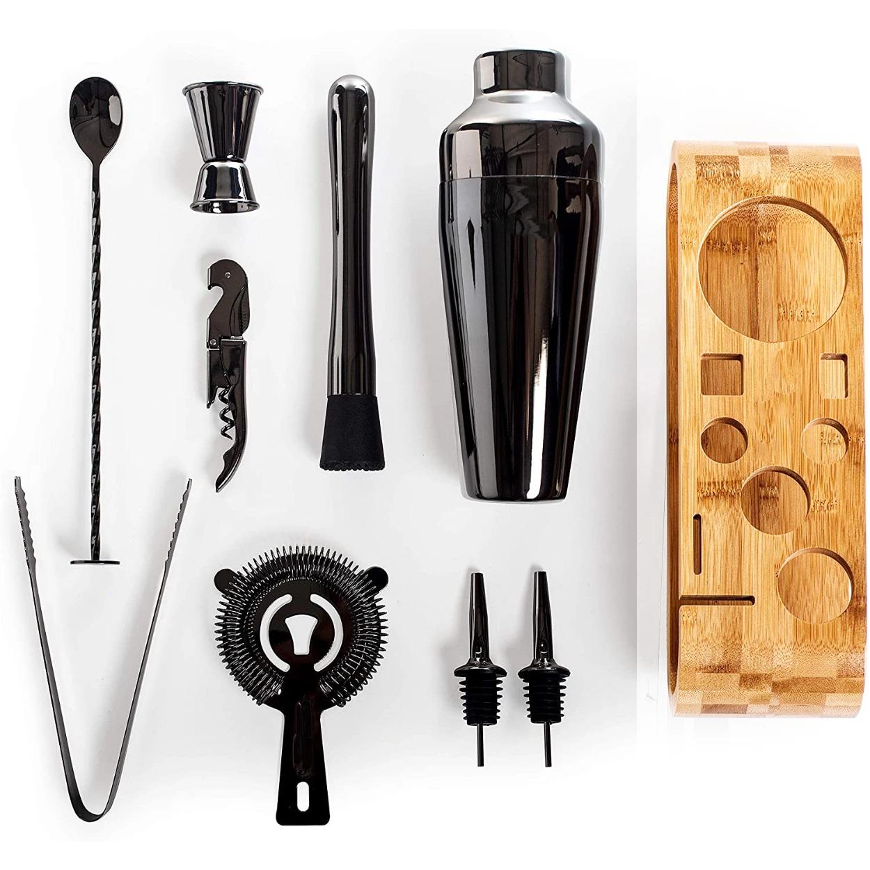 

Cocktail Bar set Mixology Bartender Kit: 10-Piece Bar Tool Set with Stylish Bamboo Stand