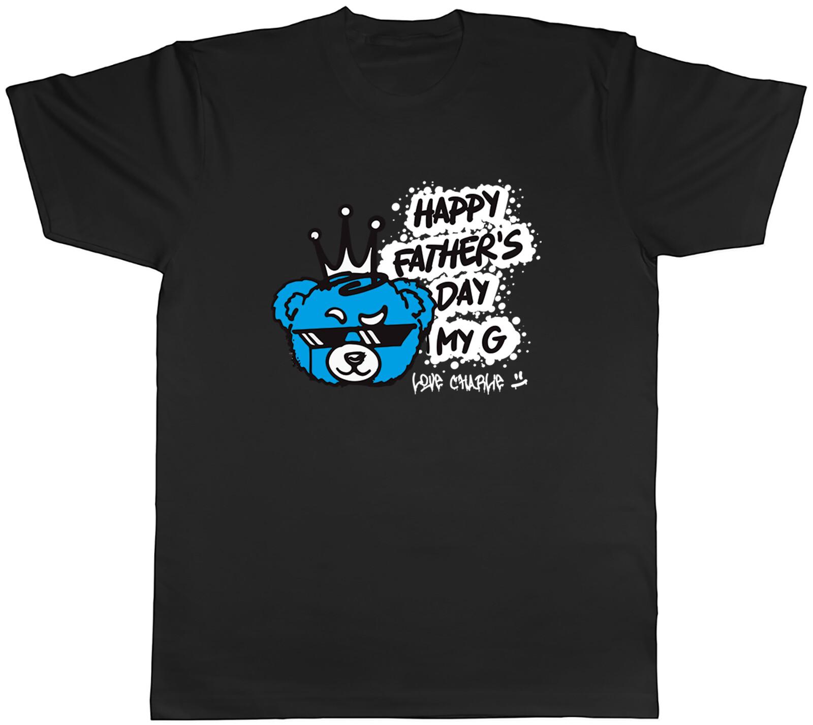 Personalised Happy Father s Day My G Mens T-Shirt Funny Blue Bear Face Son Tee L