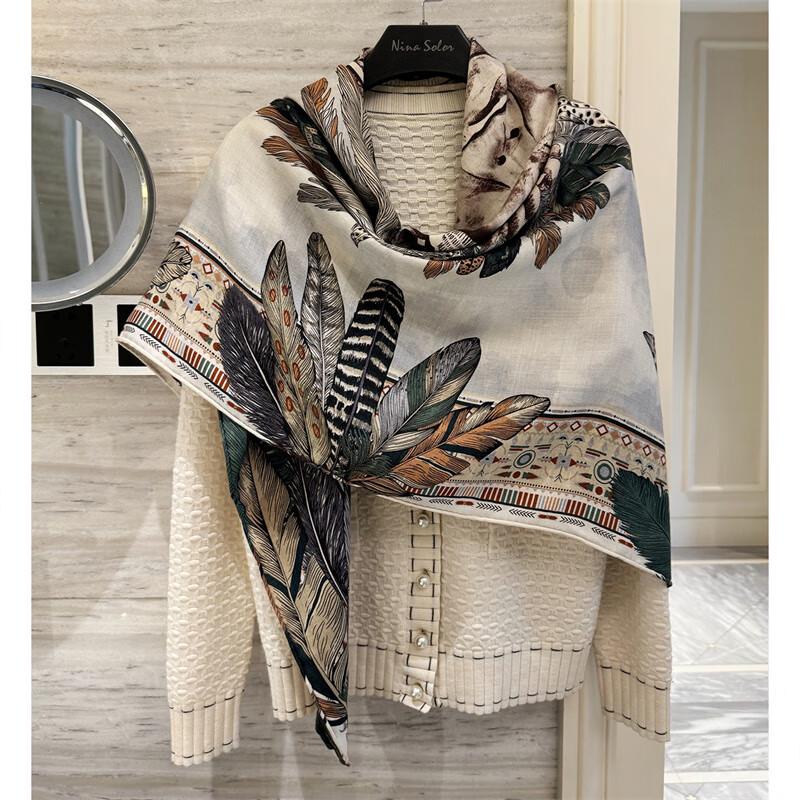 NINA SOLOR Double-Sided Silk Wool Square Shawl