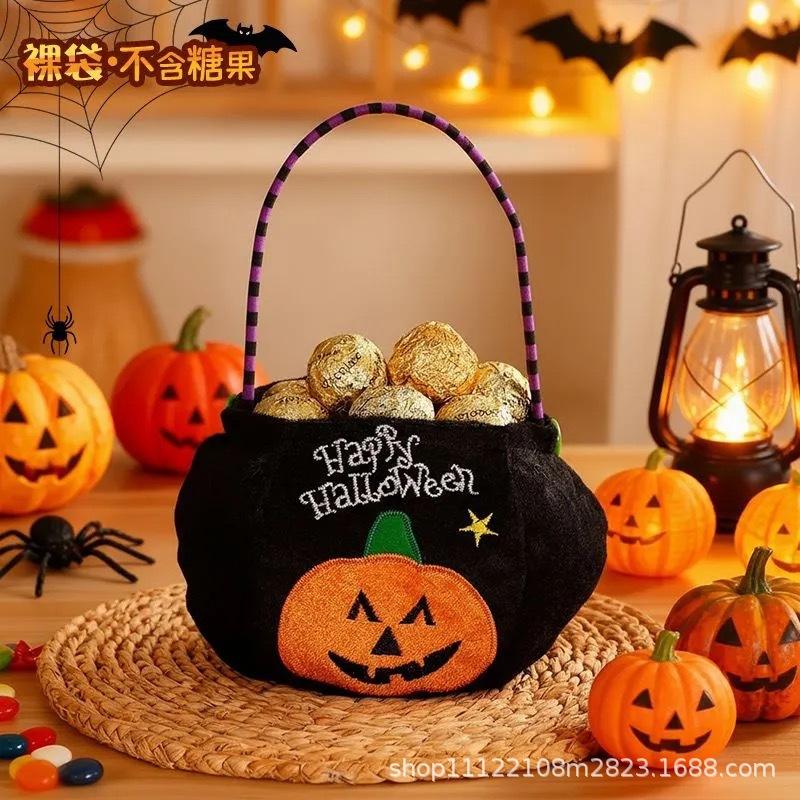 Halloween Candy Bags Decorative Pumpkin Tote for Kids Party Treat Bags Trick or Treat Sack