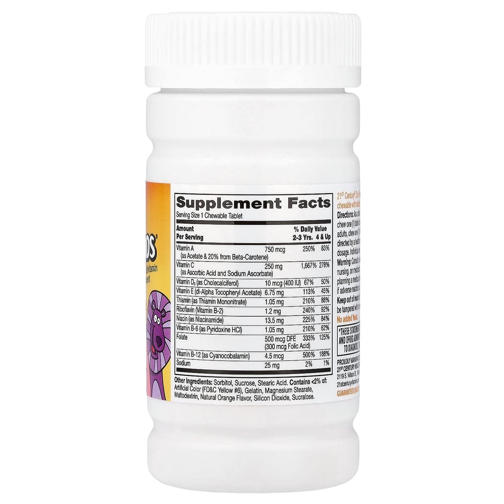 21st Century Sentry Zoo Friends Orange Chewable Tablets with Vitamin C, 60 Tablets