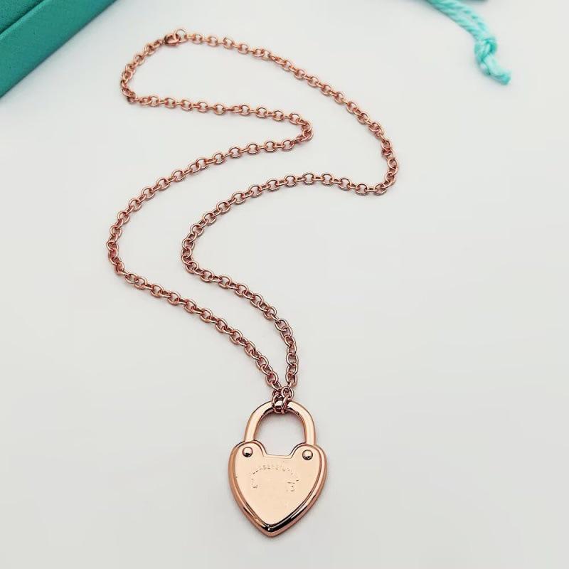 Trendy Titanium Steel Heart Necklace with Letter Details for Women