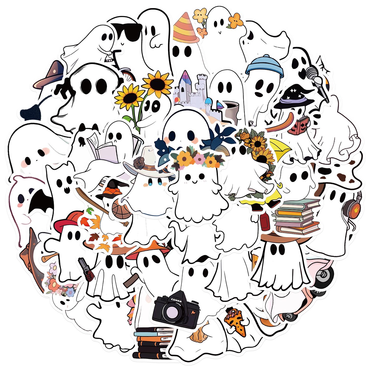 

50 Cute Ghost Ghost Graffiti Stickers Decorate Guitar Laptop Suitcase DIY Waterproof Stickers