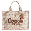 Coach 34 Borsa a Tote in Tela con Logo e Firma, Borsa da Shopping, Borsa a Spalla, Borsa a Mano Grande da Donna, Beige CAM70-B4NP