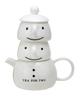 "Tea for Two" Teapot & Cups (Tea Set for 2), White, SAN201