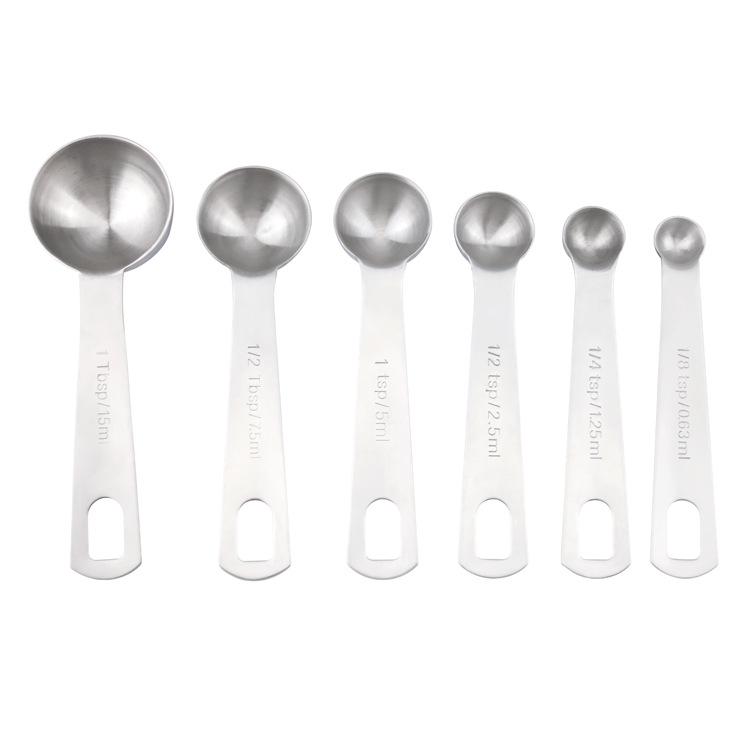 Six-Piece Stainless Steel Measuring Spoon Set for Kitchen and Baking
