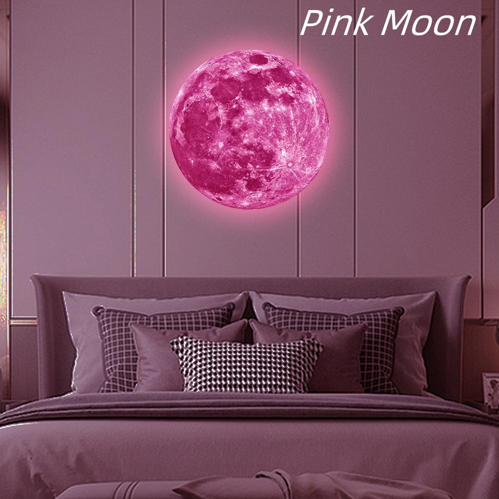 

Креативная эстетика 3D домашний ПВХ светящаяся луна настенная наклейка светящаяся флуоресцентная наклейка детская комната наклейка обои 20cm розовый