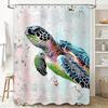 Bright Tiled Turtle Bath Mat Shower Curtain  Waterproof Decorative Home Decor 3D Printed Bathroom Rug White Green Blue Pink