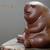 Adorable Ceramic Tea Pet Angry Cat Figurine Design Fine Workmanship Tea Table Desk Tearoom Home Decoration Ornament