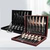 Cutlery, Set Of 24 Stainless Steel Cutlery, Cutlery With Wooden Boxrose Gold