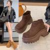 Martin boots women's new frosted leather platform muffin streamer casual short boots cm small Chelsea boots