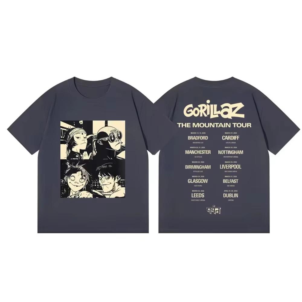 Gorillaz Concert Tshirt Vintage Y2k Aesthetic Unisex Oversized Short Sleeve Summer Cotton Retro Graphic Tee Top Band Hot Sale