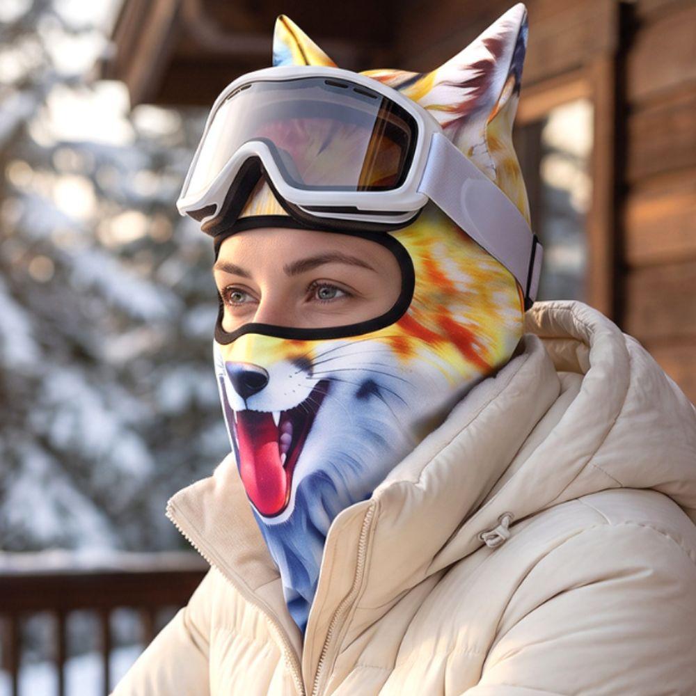 Soft Stretch Ski Balaclava Cute Animal Cat Balaclava Eye-Catching Animal Face Covering  Motorcycle