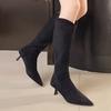 Fashion High Heels Women Long Boots Pointed Toe Fashion Designer Shoes Knee High Dress Winter Boots 2025 New Sexy Pumps Mujer De Botas