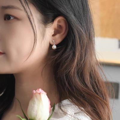 Natural Freshwater Pearl Strong Light Earrings for Women 925 Silver Advanced Retro Earrings