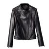 JINLUN Leather Biker Jacket with Stand Lightweight and Durable Lambskin Genuine Leather Great Gift for Plus Size Women's Collar, Leather, Black,