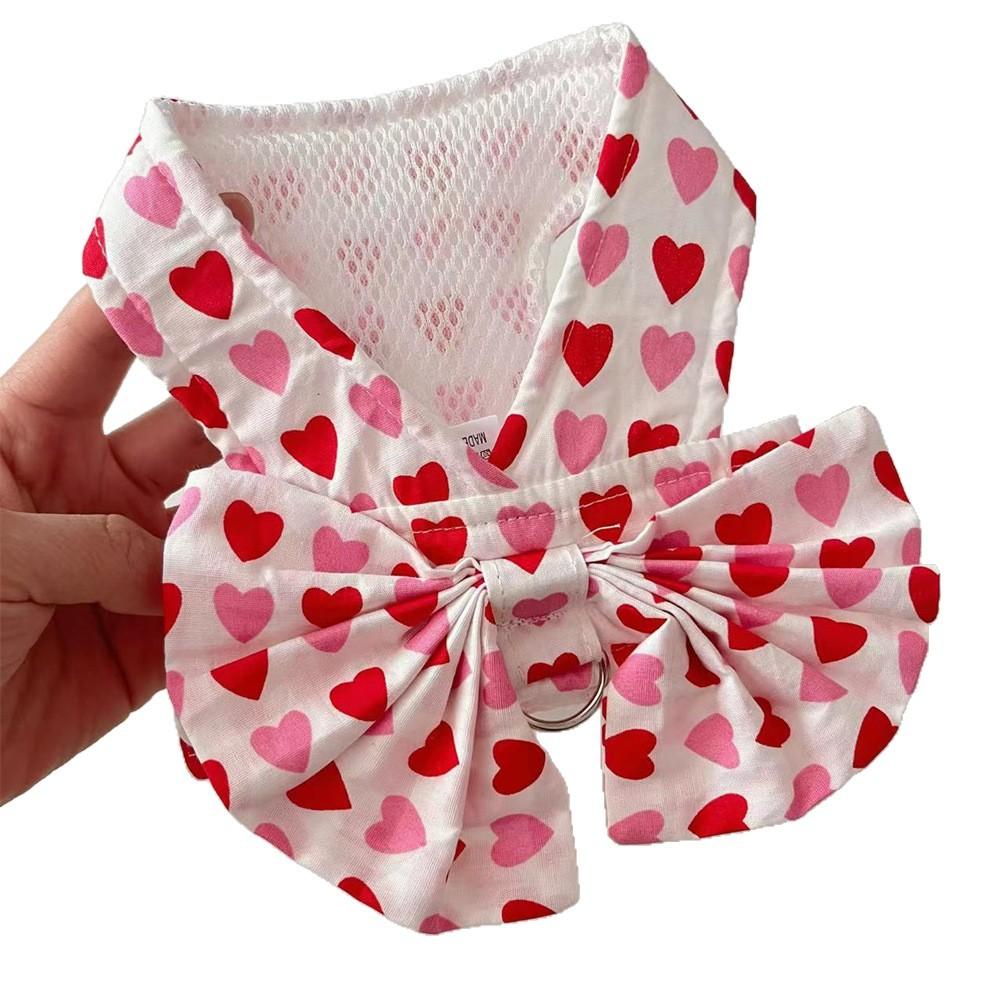 Cute Pet Cat Small Dog Pomeranian Bi Bear Dog Clothes Bow Chest Strap Leash Walking Dog Vest
