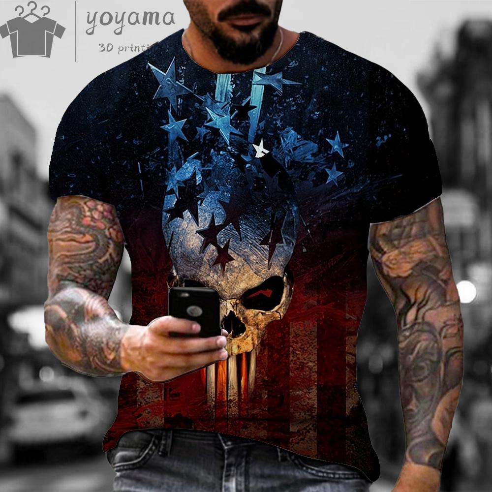 Summer Short Sleeve Tee Unisex T Shirts High Quality Short Sleeve Tee Tee Shirt Unisex Clothes Skull Print Clothes Unisex Funny T-shirt